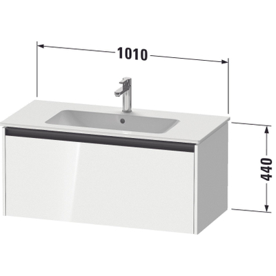 Duravit Ketho 2 wastafelonderbouwkast met 1 lade 101x48x44cm met greep antraciet eiken terra mat