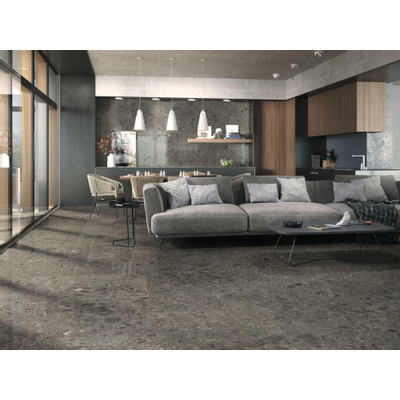 Terravito Mareno wand- en vloertegel - 80x80cm - 9.5mm - Vierkant - gerectificeerd - Terrazzo - Zwart mat