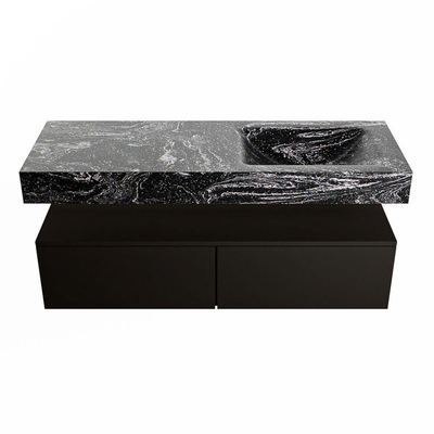 Mondiaz ALAN-DLUX Ensemble de meuble - 130cm - meuble Urban mat - 2 tiroirs - Lavabo Cloud Lava suspendu - vasque Droite - 0 trous de robinet