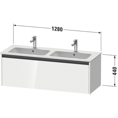 Duravit ketho 2 meuble de lavabo avec 1 tiroir pour double vasque 128x48x44cm avec poignée noyer anthracite mat