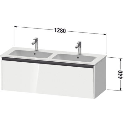 Duravit Ketho.2 Wastafelonderbouwkast - met 1 lade - voor dubbele wastafel - 128x48x44cm - met greep antraciet - betongrijs mat