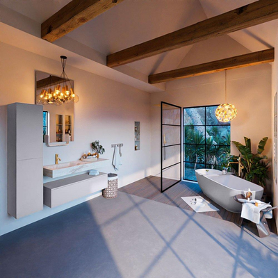 MONDIAZ ALAN - DLUX Ensemble meuble de salle de bains - 120cm - sous-meuble - Cale - 1 tiroir - lavabo suspendu - vasque à gauche - 1 trou de robinet - Frappe