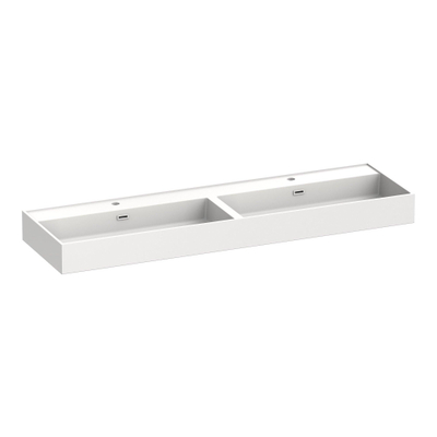 BRAUER Gravity lavabo - 160x46x13cm - 2 bassins - 2 trous de robinetterie - marbre minéral - blanc satiné