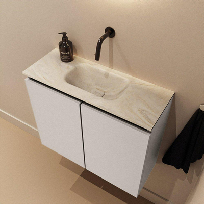 MONDIAZ TURE-DLUX 60cm toiletmeubel Linen. EDEN wastafel Ostra positie midden. Zonder kraangat.