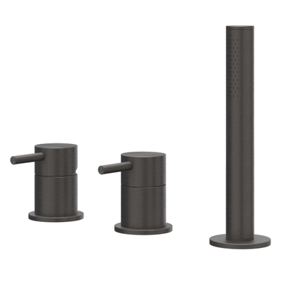 IVY Concord Combinaison de bord de baignoire - 3 voies - mitigeur - douchette extractible - sans bec - INOX316 - carbone noir brossé PVD