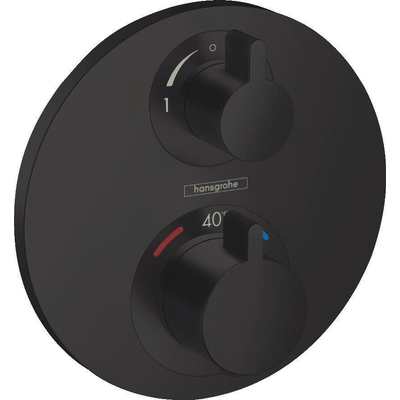 Hansgrohe Ecostat s Ensemble de douche - élément encastré - thermostat - pomme de douche - bras de douche - douchette - flexible de douche - raccord de douche - noir mat