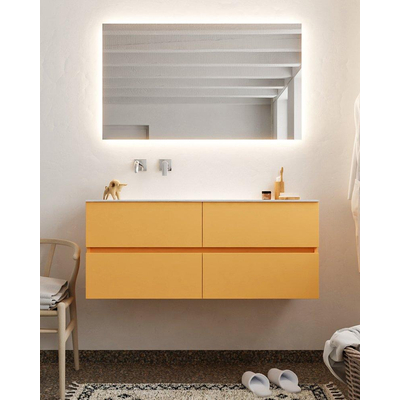 Mondiaz VICA ensemble de meuble de salle de bain - 120cm - meuble sous-vasque ocre - 4 tiroirs - lavabo moon gauche - sans trou de robinet version XL 60cm de haut