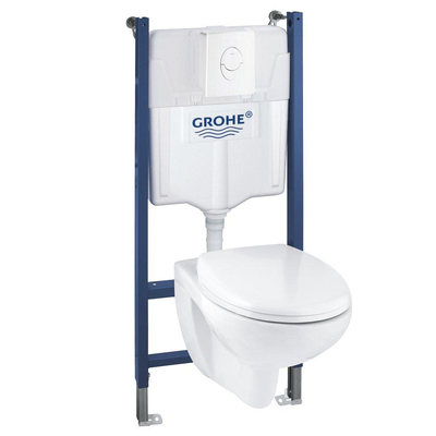 GROHE Ensemble WC universel - réservoir encastré - abattant WC - plaque de commande blanche - blanc brillant