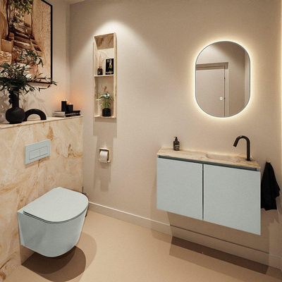 MONDIAZ TURE-DLUX 80cm toiletmeubel Greey. EDEN wastafel Frappe positie rechts. Met 1 kraangat.