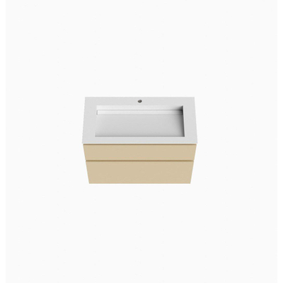 Mondiaz XABI Ensemble meuble de salle de bains - 90x60x45cm - 2 tiroirs - lavabo AVON talc - central - 1 trou de robinet - sand