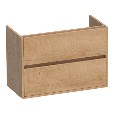BRAUER Adore wastafelonderkast ondiep - 80x39x55cm - 2 softclose lades - greeploos - 1 sifon uitsparing - Forest Tan