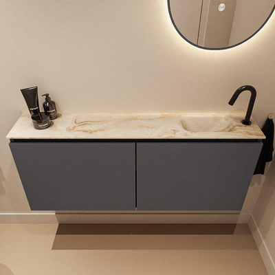 MONDIAZ TURE-DLUX 120cm toiletmeubel Dark Grey. EDEN wastafel Frappe positie rechts. Met 1 kraangat.