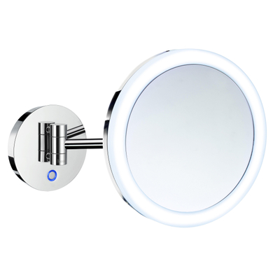 Smedbo Outline miroir grossissant rotatif avec led pmma double lumière chaude et froide chrome