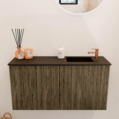 Mondiaz JOYA 80cm toiletmeubel - kleur Dusk - Wastafel FAYE positie Rechts 1 kraangat kleur Urban.