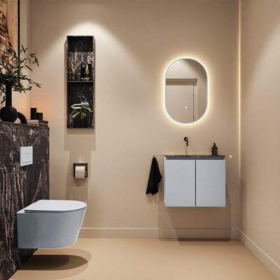MONDIAZ TURE-DLUX Meuble de toilettes 60 cm Clay. Lavabo EDEN Lava position gauche. Sans trou de robinet.