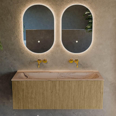 MONDIAZ KURVE-DLUX 120cm badmeubel kleur Dusk met 1 lade en 0 deuren. Wastafel BIG LARGE Midden zonder kraangat Arena.