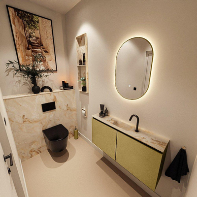 MONDIAZ TURE-DLUX Meuble de toilettes 100cm Oro. EDEN lavabo Frappe position milieu. Avec 1 trou de robinet.