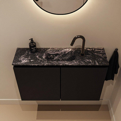 MONDIAZ TURE-DLUX meuble de toilettes 80 cm Urban. EDEN vasque Lava position centrale. Avec 1 trou de robinet.