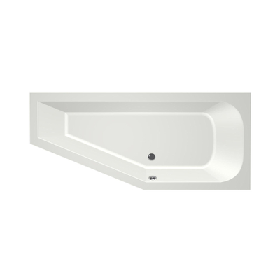 Xenz Lagoon Baignoire d'angle - 160x75x48 - bonde Centrale - Droite - Compact - acrylique - blanc mat
