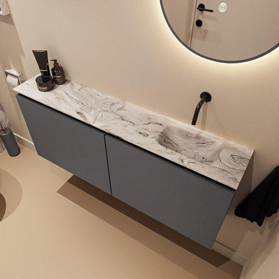 MONDIAZ TURE-DLUX 120cm toiletmeubel Dark Grey. EDEN wastafel Glace positie rechts. Zonder kraangat.