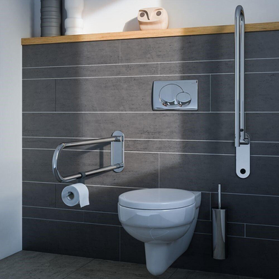 Geesa Comfort & Safety Porte-rouleau de papier toilette pour barre d'appui relevable Chrome
