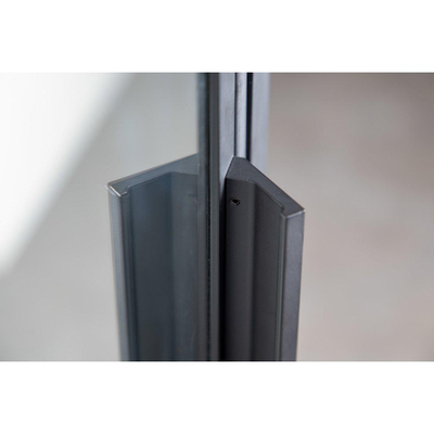 Riho Grid Porte pivotante XL 120x200cm profilé noir mat et verre clair