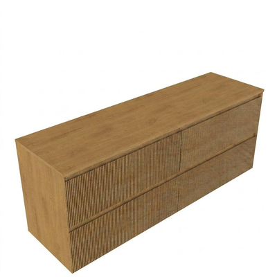 Saniclass Holz Atelier Ensemble de meubles de salle de bains - 160x45x62cm - plan de toilette en bois - sans trou de robinet - 4 tiroirs - chêne natural mat (bois)