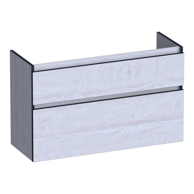 BRAUER Delight Edge meuble sous-lavabo peu profond 100 2 tiroirs softclose - sans poignée - 1 découpe pour siphon - Forest Seashell