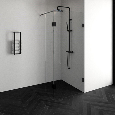 BRAUER Create Inloopdouche - 90x200cm - profielloos - 40cm - draaibare zijwand - antikalk - 8mm veiligheidsglas - antraciet mat