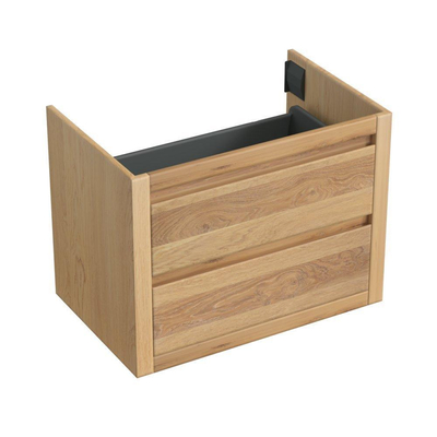 Forzalaqua Gela 2.0 meuble sous-lavabo 80x51x60cm avec 2 tiroirs sans poignée à fermeture douce Chêne massif Smoke