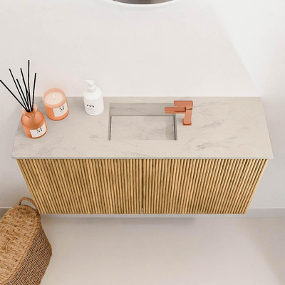 Mondiaz JOYA-DLUX 80cm toiletmeubel - kleur Oak - Wastafel FAYE positie Midden 1 kraangat kleur Opalo.