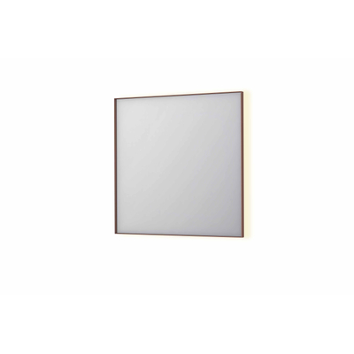 INK SP32 miroir - 80x4x80cm rectangulaire dans cadre en acier incluant LED indir - chauffage - changement de couleur - dimmable et interrupteur - cuivre brossé
