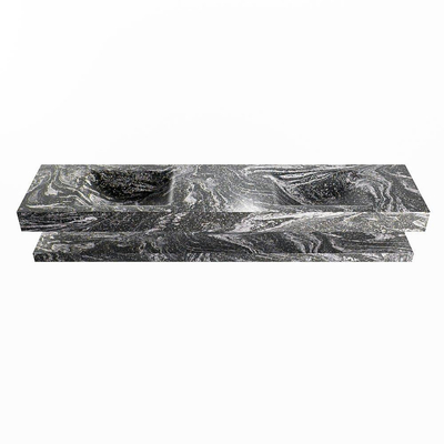 Mondiaz ALAN-DLUX Ensemble de meuble - 200cm - meuble Lava mat - 0 tiroirs - Lavabo Cloud Lava suspendu - vasque Gauche et droite - 0 trous de robinet