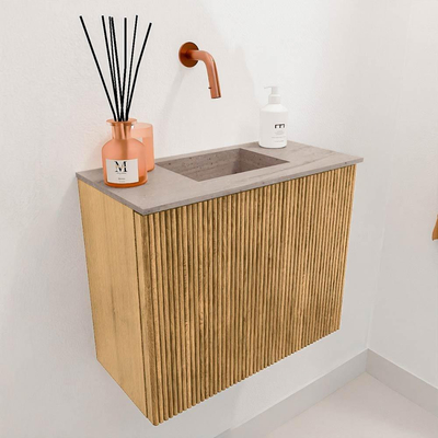 Mondiaz JOYA-DLUX Meuble de salle de bains 50cm - couleur Oak - Vasque FAYE position Milieu Sans trou de robinet couleur Saba.