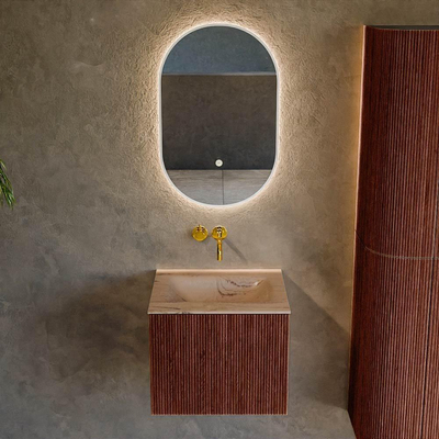 MONDIAZ KURVE-DLUX Meuble de salle de bains 50cm couleur Ruby avec 1 tiroir et 0 porte. Lavabo GRUNNE Central sans trou de robinet Arena.