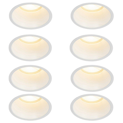 QAZQA Dept spot encastré - set de 8 - 10,5x10,5x10,4cm - dimmable - IP44 - blanc mat