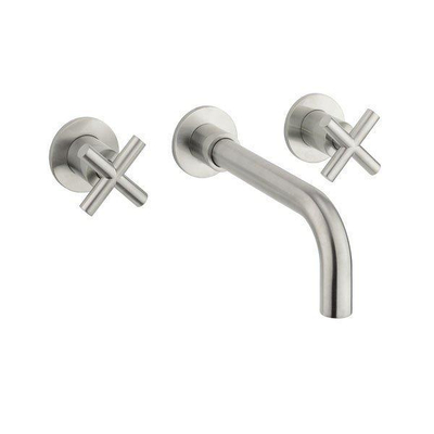 Crosswater MPRO Crosshead Inbouw wastafelkraan - 3 gats - met kruisgreep geborsteld - RVS