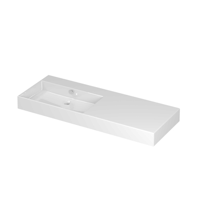 INK Unlimited lavabo - 120x45x11cm porcelaine gauche avec 1 trou de robinet - blanc brillant