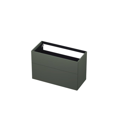 INK P2O Wastafelonderkast - 100x45x65cm - 2 lades - push 2 open - rechte opdekfronten MDF lak Mat beton groen