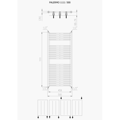 Plieger Palermo designradiator horizontaal 111.1x50cm 519W wit