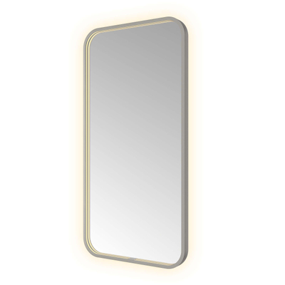 Hotbath &MORE Spiegel - 50x100cm - direct en indirect LED - spiegelverwarming - color changing - dimbaar - met afstandsbediening - PVD - geborsteld gunmetal antraciet