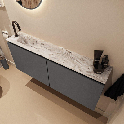 MONDIAZ TURE-DLUX 120cm toiletmeubel Dark Grey. EDEN wastafel Glace positie links. Met 1 kraangat.
