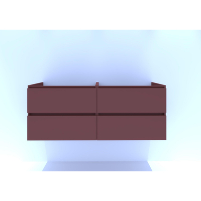 HR badmeubelen Infinity Meuble sous lavabo - 140x44.8x55cm - 4 tiroirs - sans découpe siphon - sans poignée - terra mat