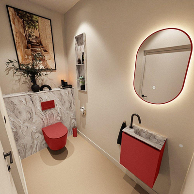 MONDIAZ TURE-DLUX 40cm toiletmeubel Fire. EDEN wastafel Glace positie rechts. Met 1 kraangat.
