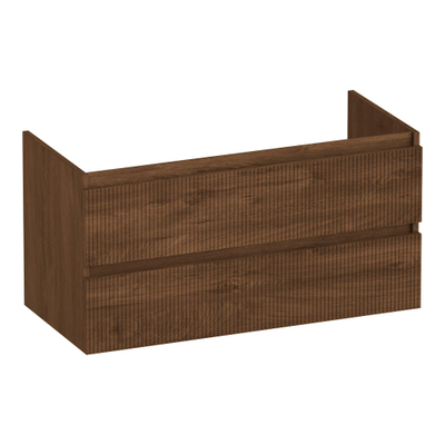 BRAUER Joy Wavy meuble de salle de bains sous-lavabo 100 2 tiroirs softclose - sans poignées - 1 découpe pour siphon - Forest Cacao