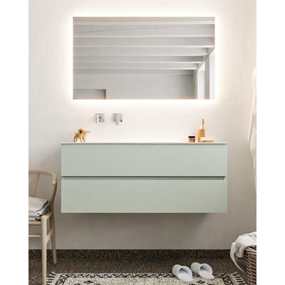 Mondiaz VICA ensemble de meuble de salle de bain - 120cm - meuble sous-vasque gris - 2 tiroirs - lavabo moon gauche - sans trou de robinet - miroir LED - version XL 60cm de haut