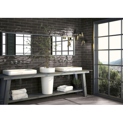 ÉCHANTILLON Terravito Almicoa carreau mural - 7,5x30cm - 8,6mm - Rectangle - Noir Brillant