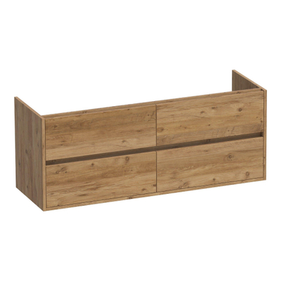 BRAUER Adore meuble sous lavabo - 140x46x55cm - 4 tiroirs à fermeture douce - sans poignée - 2 découpes pour siphon - Château