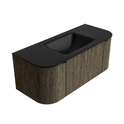 Mondiaz KURVE Badkamermeubelset - 110x46x40cm - 1 lade - 2 deuren - wastafel solid surface - midden - zonder kraangat - Shadow