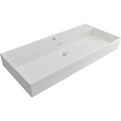 Plieger Kansas wastafel 1 kraangat met overloop 100x46.6cm wit OUTLETSTORE